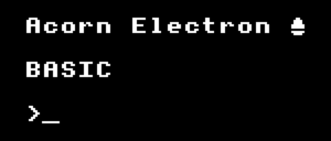 The startup screen of an Acorn Electron
